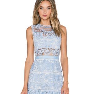 Self-Portrait Light Blue Lace Mini Dress